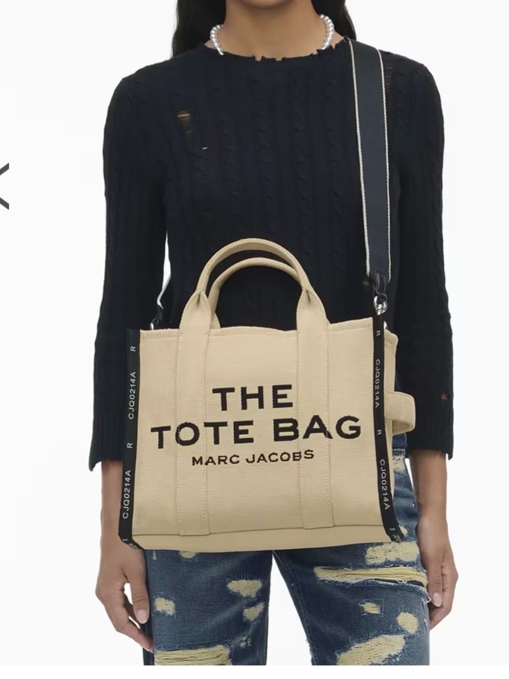 Marc Jacobs Beige Canvas 'The Tote Bag' with Black Logo